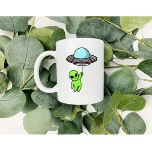Custom Sublimated Cute Alien UFO Balloon 11oz Mug